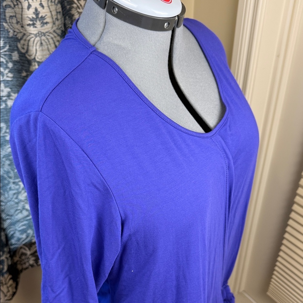 Papa Vancouver Top Purple Blue Bamboo Blend Asymmetrical Tie Women's Sz XXL - Picture 3 of 10